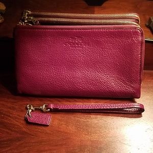 Coach purple double zip wristlet
